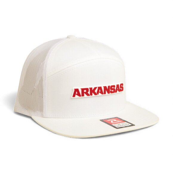 Arkansas Razorbacks ARKANSAS Red 3D Snapback Seven-Panel Trucker Hat- White - Picture 1 of 3